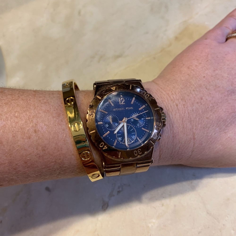 Michael kors navy and rose gold watch